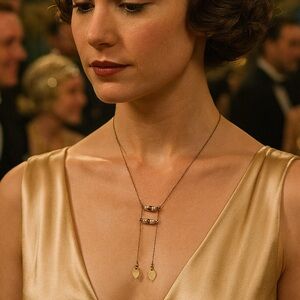 Rare Boucher Signed Silver Pearl & Glass Drop Art Deco Style Negligee Necklace